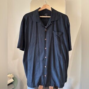 Tommy Bahama Men's Blk Short-Sleeve Silk Button-Up Shirt w/specialized design XL